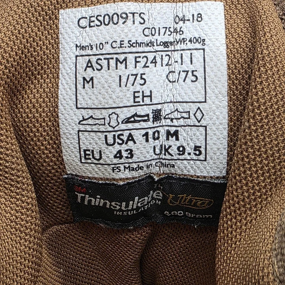 C.E. SCHMIDT Boots - US SZ 10M - CES009TS -  Steel‎ Toe Leather Work Boots